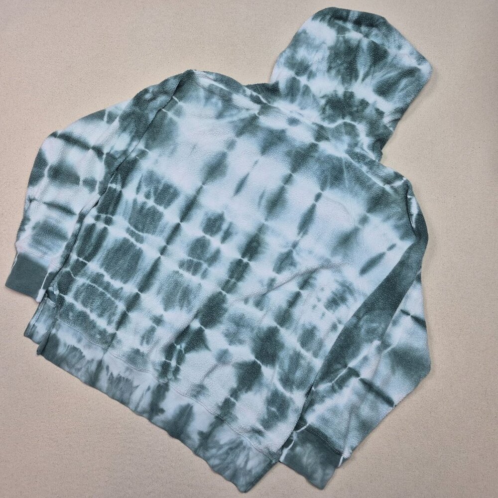 PINK Victoria's Secret Women's Tie Dyed Hoodie Sweater Campus Green/White Sz M - Picture 2 of 6